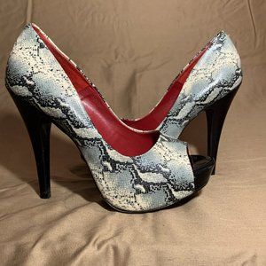 Jessica Simpson Open-Toe Snakeskin Heels